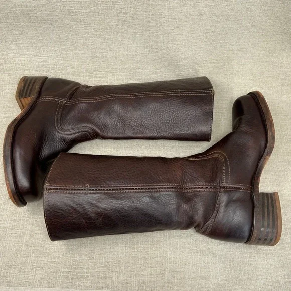 VTG 80s Frye Campus 14L Brown Leather Tall Riding Boots Womens Size 9M USA Made - Picture 8 of 14